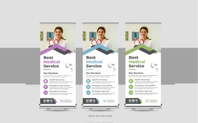 Roll-Up-Banner oder Standee-Banner für Medizin oder Krankenhaus, X-Banner, Layout der Designvorlage für Pull-Up-Banner