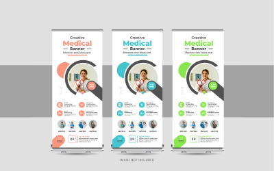 Roll-Up-Banner oder Standee-Banner für Medizin oder Krankenhaus, X-Banner, Pull-Up-Banner-Designvorlage