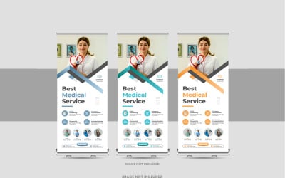 Roll-Up-Banner oder Standee-Banner für Medizin oder Krankenhaus, X-Banner, Pull-Up-Banner-Vorlagendesign