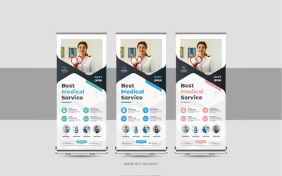 Roll-Up-Banner oder Standee-Banner für Medizin und Krankenhaus, X-Banner, Pull-Up-Banner-Vorlagenlayout