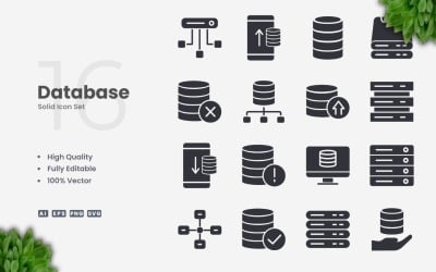 16 База данных Solid Icon Set