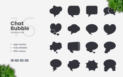 16 Chat Bubble Solid Ikonuppsättning