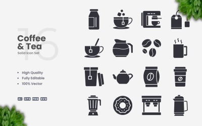 16 Kahve ve Çay Katı Simge Seti