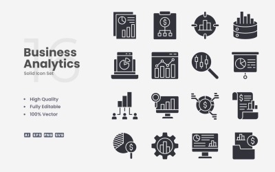 16 Zestaw ikon Business Analytics Solid