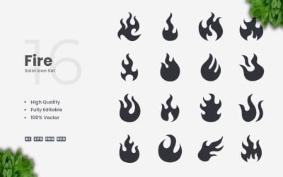 16 Fire Solid Icon-collectie