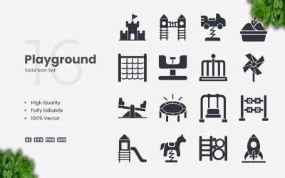 16 игровых площадок Solid Icon Set