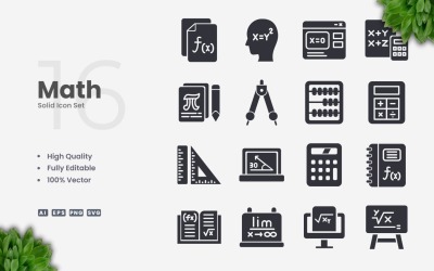16 Matematický soubor ikon