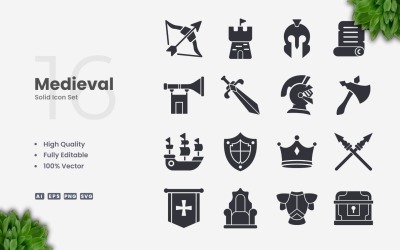 16 Medieval 2 Solid Icon Set