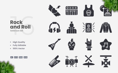 16 Sada ikon Rock and Roll Solid