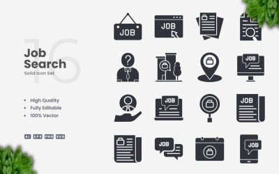 16 solide Icon-Set für die Jobsuche