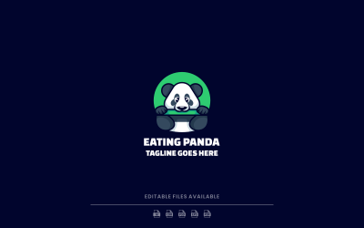 Logotipo de mascota simple de panda comiendo