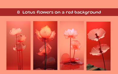 Lotus flowers on a red background