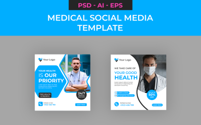 Priorità alla salute e modello di post sui social media &amp;quot;Prenditi cura&amp;quot; in PSD