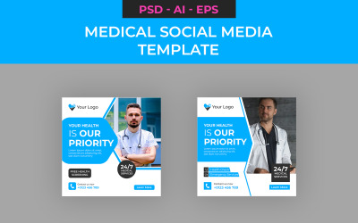 Your Health is Our Priority Social Media Post Design Template in PSD