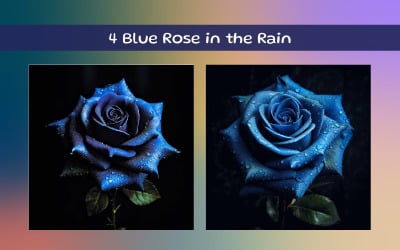 Blauwe roos in de regen AI-afbeelding