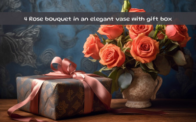 Mazzo di rose in un elegante vaso con scatola regalo