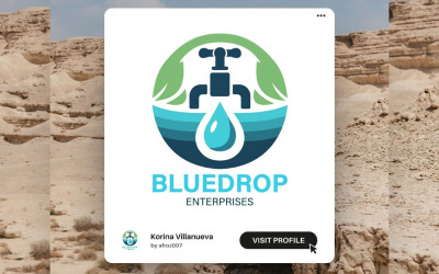 Шаблон логотипа BlueDrop — идеальный вариант для компаний, занимающихся очисткой и сохранением воды