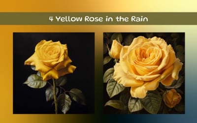 Yellow Rose in the Rain AI image