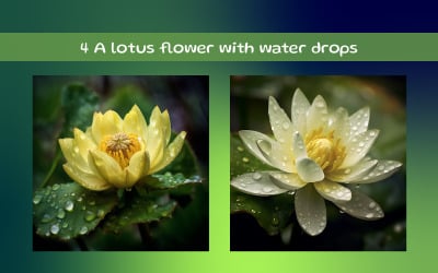 Su damlaları olan bir lotus çiçeği