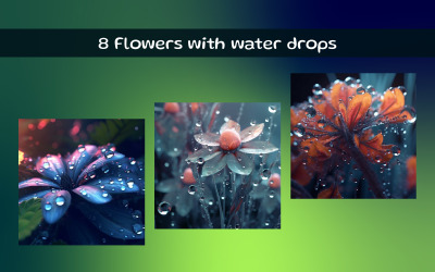 Fleurs avec des gouttes d&amp;#39;eau image AI