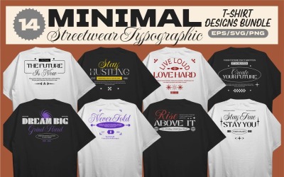Minimalist Sokak Giyimi Tipografi Tişört Tasarımları Paketi Cilt 1