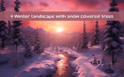 Paisaje invernal con árboles cubiertos de nieve.
