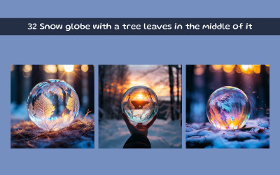 Snow globe with a tree leaves in the middle of it