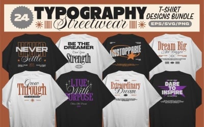 Typography Streetwear T-shirt Designs Bundle