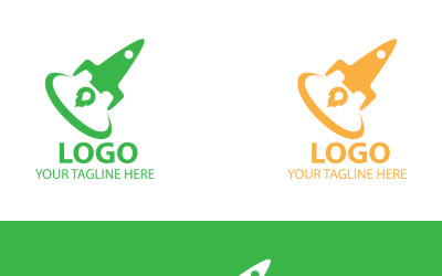 Un logotipo de cohete moderno, puesta en marcha de una empresa, innovación e identidad de marca de la empresa