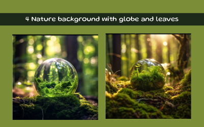 Dünya küresi ve yaprakları olan doğa arka planı