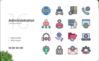 16 Administrator-Farbsymbolsatz