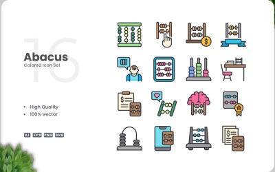 16 Kolekce barevných ikon Abacus