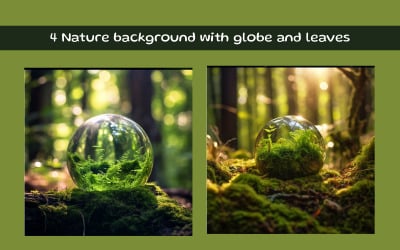 Nature background with globe and leaves