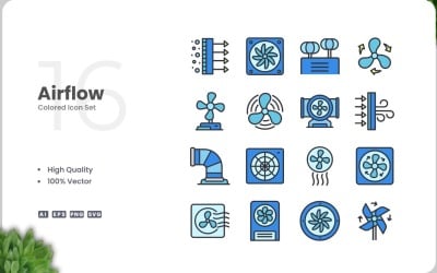 16 Airflow Color Icon Set