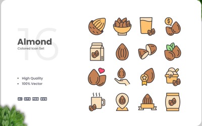 16 Almond Color Icon Collection
