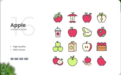 16 Apple-Farbsymbolsammlung
