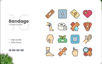 16 bandage färgikoner
