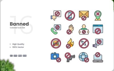 16 Banned Color Icon Collection