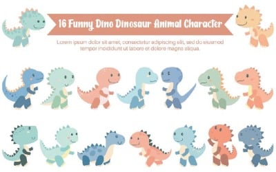 16 Funny Dino Dinosaur Animal Character