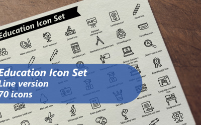 Plantilla de conjunto de iconos de línea de educación