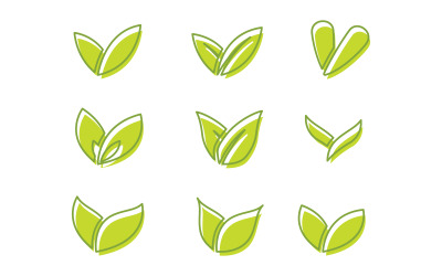 Ağaç yaprağı ekoloji doğa vegan konsept illüstrasyon Logo Şablonu v.9