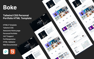 Boke - Modèle HTML de portfolio personnel Tailwind CSS
