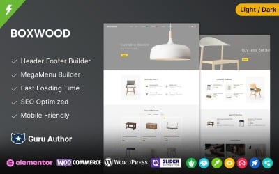 BoxWood - Tema WooCommerce Elementor per centri commerciali di illuminazione, arredamento e interni
