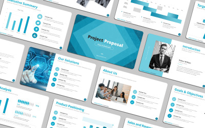 Šablona prezentace návrhu moderního projektu – profesionální a upravitelný design