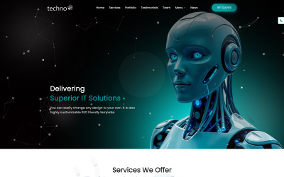 Technoai | Modèle de site web réactif et polyvalent pour services aux entreprises et solutions informatiques