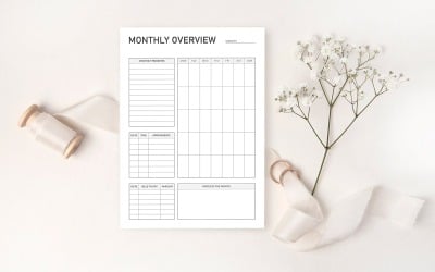 Canva and MS Word Monthly Overview Template Design