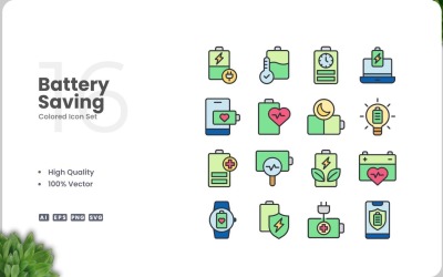 Ensemble de 16 icônes de couleur pour économiser la batterie