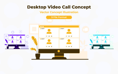 Modern Desktop Call concept- Illustration of Flat design