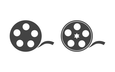 Ilustración de diseño de logotipo de icono de cine de video de tira de película v.2