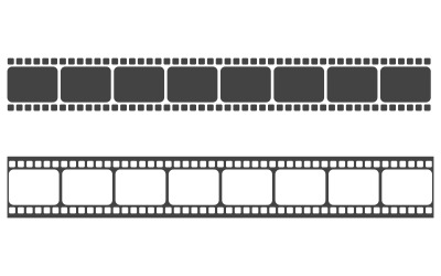 Ilustración de diseño de logotipo de icono de cine de video de tira de película v.3
